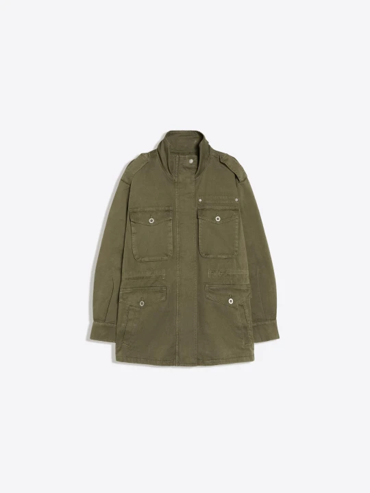 Zdjęcie produktu Bershka Kurtka Parka Z Kieszeniami I Kołnierzem Typu Funnel Kobieta Khaki