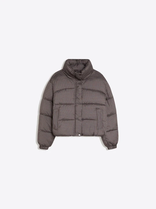 Zdjęcie produktu Bershka Kurtka Pikowana Oversize Krata Wodoodporny Kobieta Brązowy