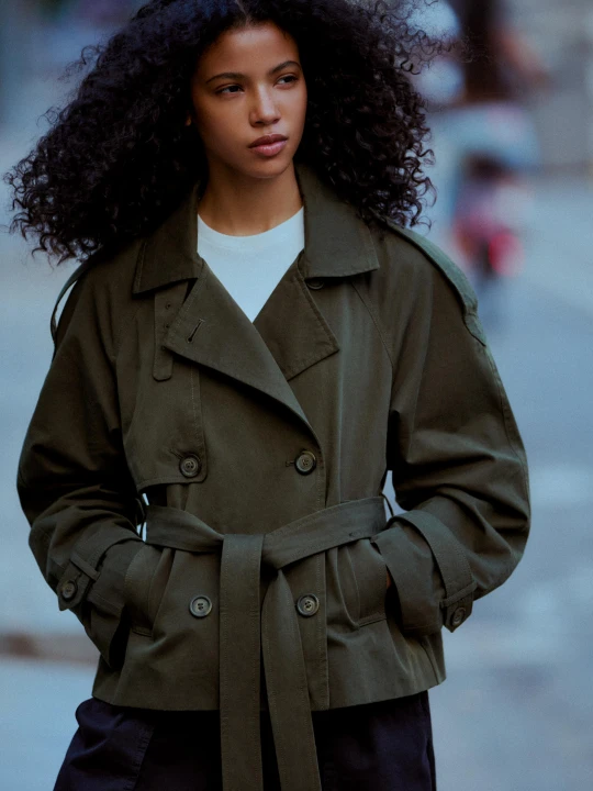 Zdjęcie produktu Bershka Kurtka Trencz Kobieta Khaki