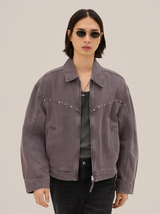 Zdjęcie produktu Bershka Kurtka Z Ćwiekami Mężczyzna Popielaty