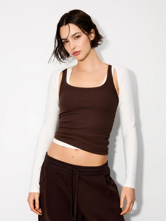 Zdjęcie produktu Bershka Kurtka Z Długim Rękawem I Mufką Kobieta Biały Złamany