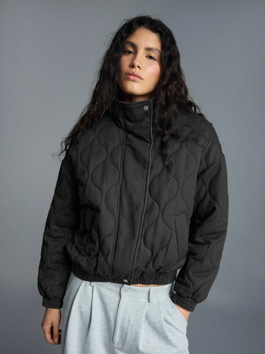 Zdjęcie produktu Bershka Kurtka Z Efektem Sprania Kobieta Ciemnoszary