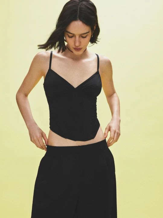 Zdjęcie produktu Bershka Marszczony Top Gorsetowy Kobieta Czarny