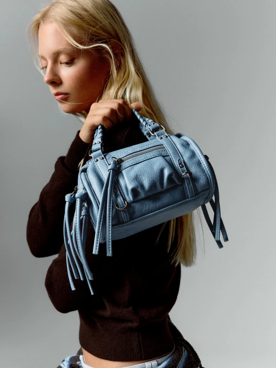 Zdjęcie produktu Bershka Mini Torebka Typu Bowling Kobieta Wyblakły Niebieski