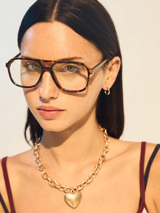 Zdjęcie produktu Bershka Okulary Pilotki Z Filtrem Światła Niebieskiego Kobieta Brązowy