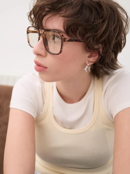 Zdjęcie produktu Bershka Okulary Pilotki Z Filtrem Światła Niebieskiego Kobieta Brązowy