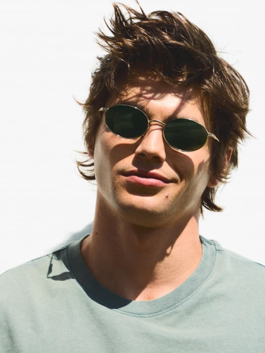 Zdjęcie produktu Bershka Owalne Okulary Przeciwsłoneczne Mężczyzna Zielony