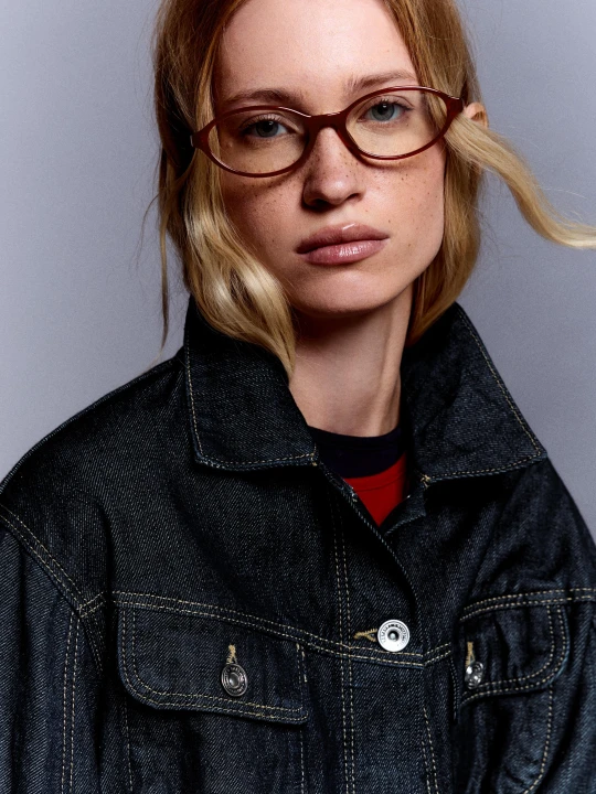 Zdjęcie produktu Bershka Owalne Okulary Z Filtrem Światła Niebieskiego Kobieta Bordowy