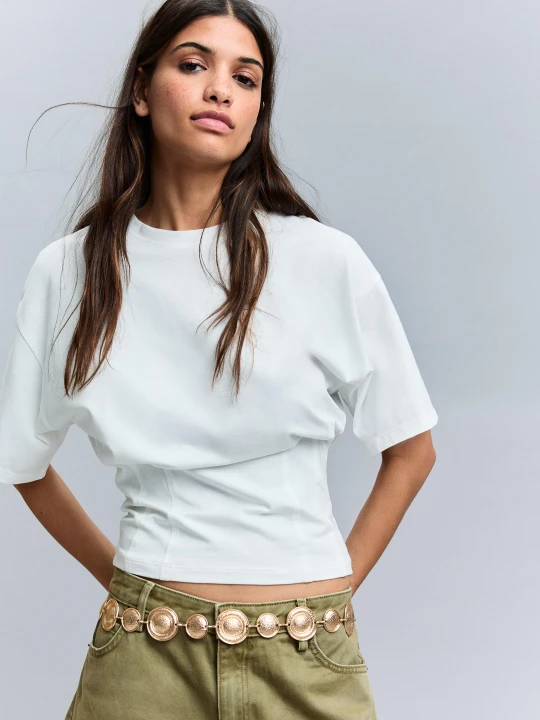 Zdjęcie produktu Bershka Pasek Łańcuch Z Dyskami Kobieta Złoty