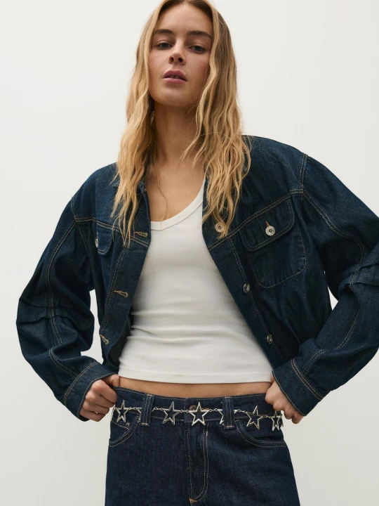 Zdjęcie produktu Bershka Pasek Z Łańcuchem Z Gwiazdami Kobieta Srebrny