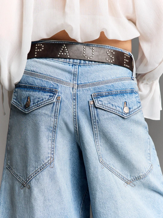Zdjęcie produktu Bershka Pasek Z Literami I Ćwiekami Kobieta Brązowy