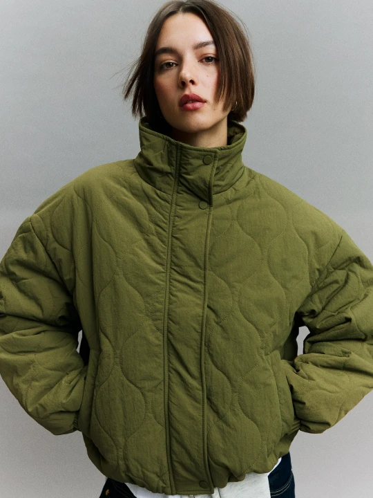 Zdjęcie produktu Bershka Pikowana Kurtka Kobieta Khaki