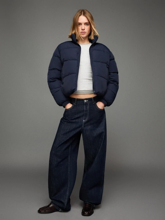Zdjęcie produktu Bershka Pikowana Kurtka Z Kominem Kobieta Granatowy