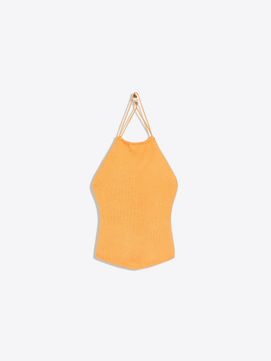 Zdjęcie produktu Bershka Rustykalny Top Typu Halter Kobieta Pomarańczowy