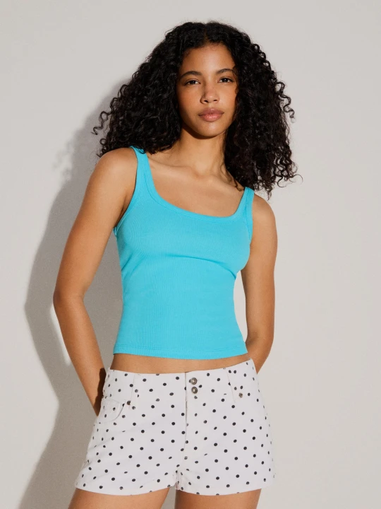 Zdjęcie produktu Bershka Shorty W Kropki Kobieta Biały