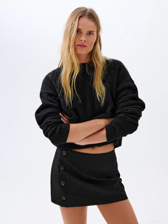 Zdjęcie produktu Bershka Spódnica Mini Z Guzikami Kobieta Czarny