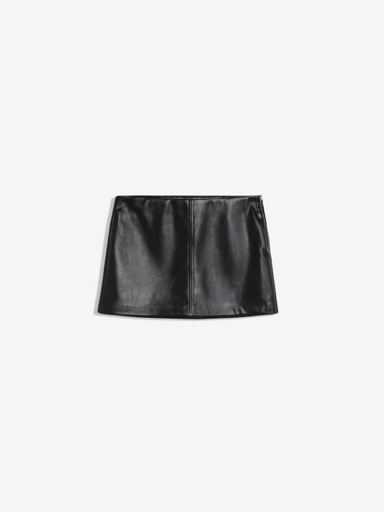 Zdjęcie produktu Bershka Spódnica Mini Ze Sztucznej Skóry Kobieta Czarny