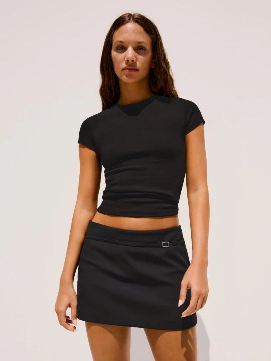 Zdjęcie produktu Bershka Spódnicospodenki Mini Z Klamrą Kobieta Czarny