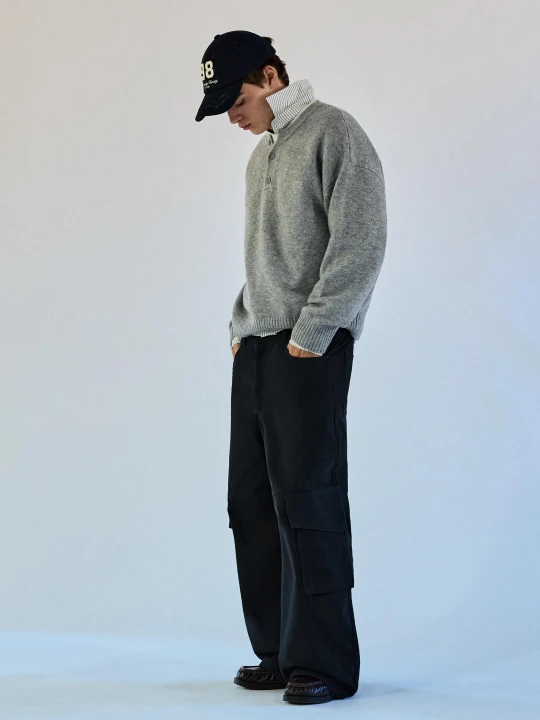Zdjęcie produktu Bershka Spodnie Baggy Cargo Mężczyzna Granatowy