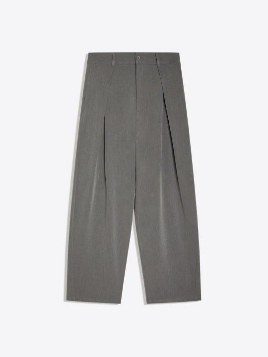 Zdjęcie produktu Bershka Spodnie Baggy Z Zakładkami Mężczyzna Szary