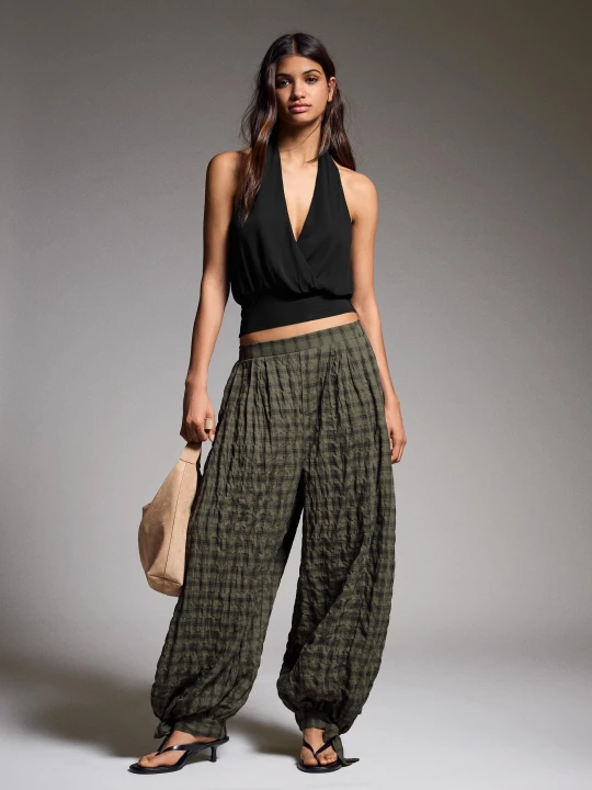 Zdjęcie produktu Bershka Spodnie Bloomer Ze Stoperami Kobieta Khaki