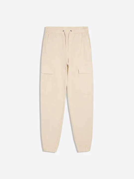 Zdjęcie produktu Bershka Spodnie Jogger O Kroju Slim Cargo Mężczyzna Piaskowy