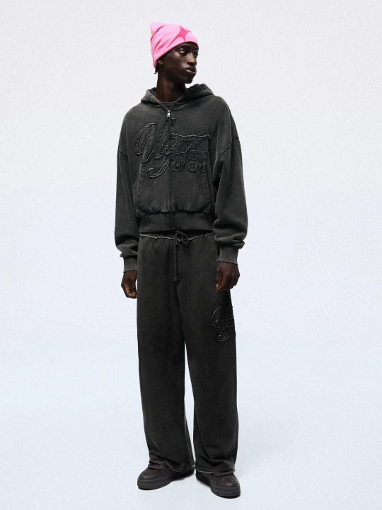 Zdjęcie produktu Bershka Spodnie O Kroju Super Baggy Z Efektem Sprania Mężczyzna Szary