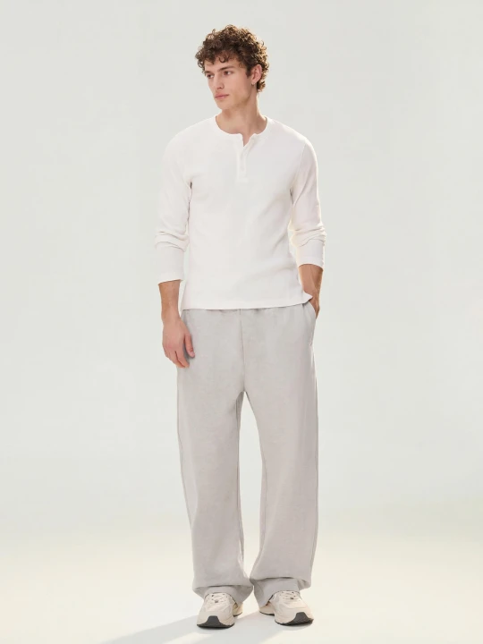Zdjęcie produktu Bershka Spodnie Wide Leg Z Dzianiny Interlock Mężczyzna Szary