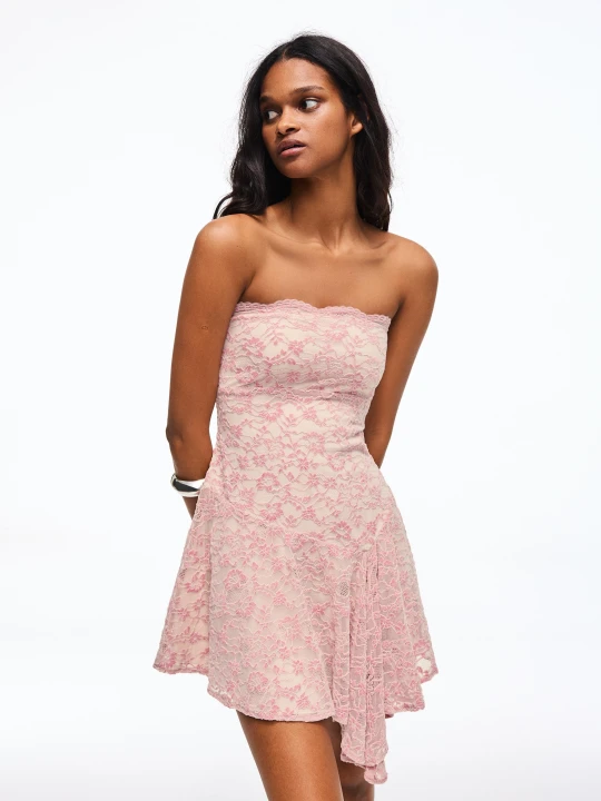 Zdjęcie produktu Bershka Sukienka Mini Bandeau Kobieta Różowy