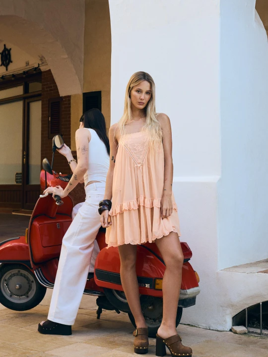 Zdjęcie produktu Bershka Sukienka Mini Boho Kobieta Pomarańczowy