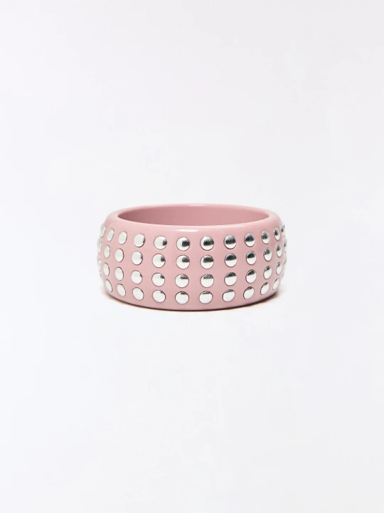 Zdjęcie produktu Bershka Szeroka Bransoletka Z Ćwiekami Kobieta Różowy