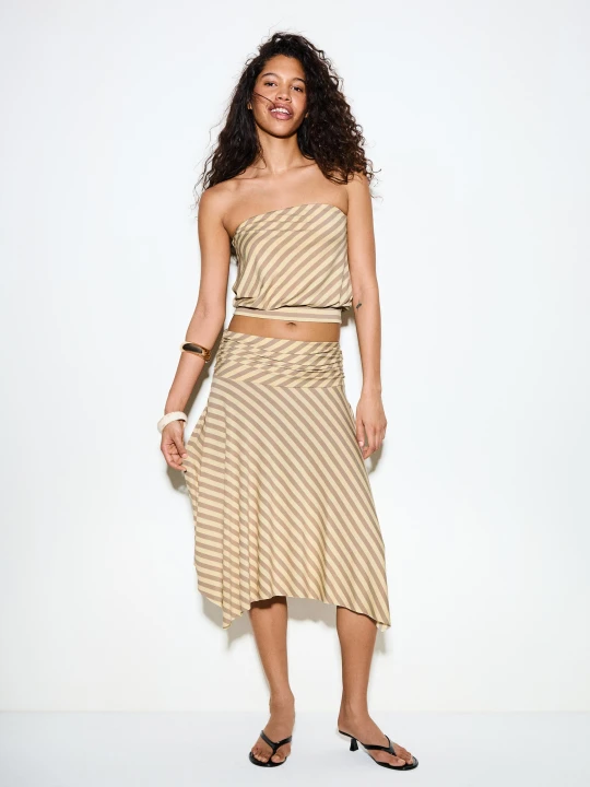 Zdjęcie produktu Bershka Top Bandeau Fajín Kobieta Żółty