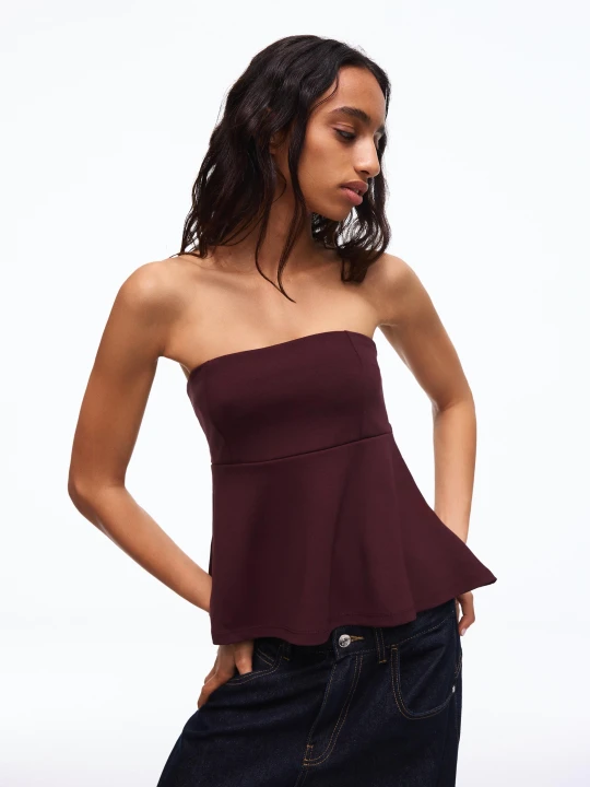 Zdjęcie produktu Bershka Top Bandeau Z Baskinką Kobieta Fioletowy