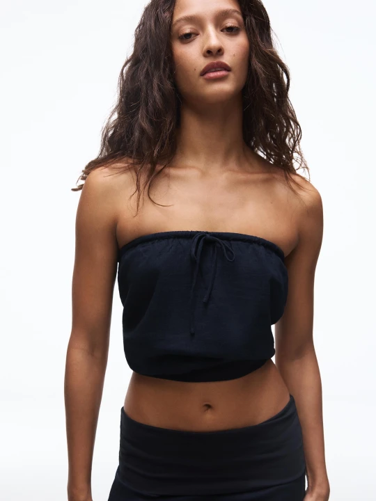 Zdjęcie produktu Bershka Top Bandeau Z Kokardą Kobieta Granatowy
