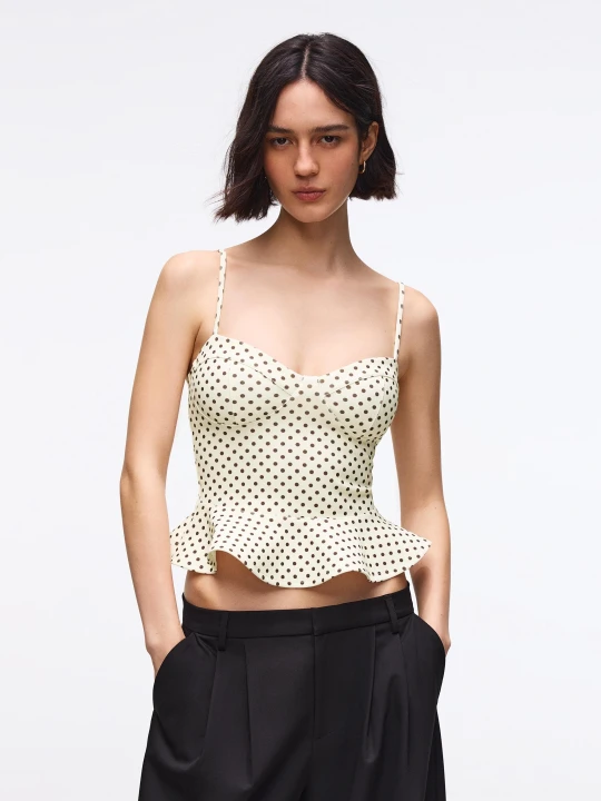 Zdjęcie produktu Bershka Gorsetowy Top Z Baskinką Kobieta Kremowy