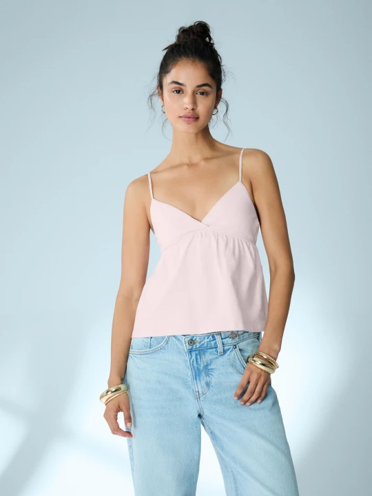 Zdjęcie produktu Bershka Top Na Ramiączkach Z Baskinką Kobieta Różowy