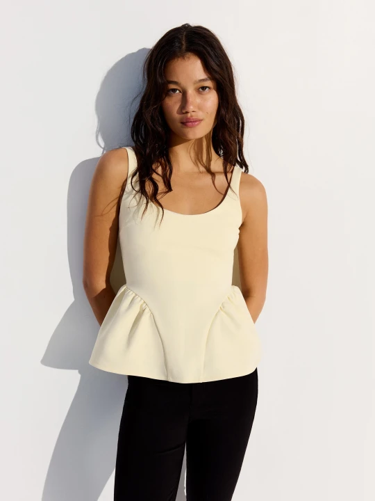 Zdjęcie produktu Bershka Top Na Ramiączkach Z Baskinką Kobieta Żółty