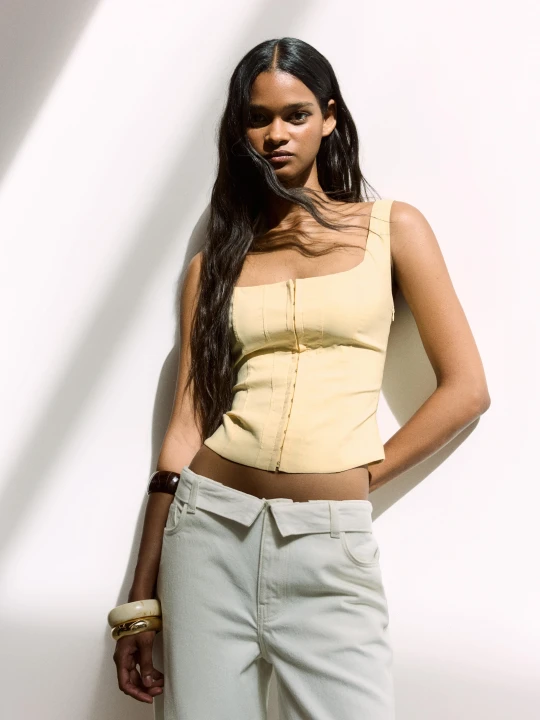 Zdjęcie produktu Bershka Top Typu Gorset Z Bengalin Kobieta Żółty