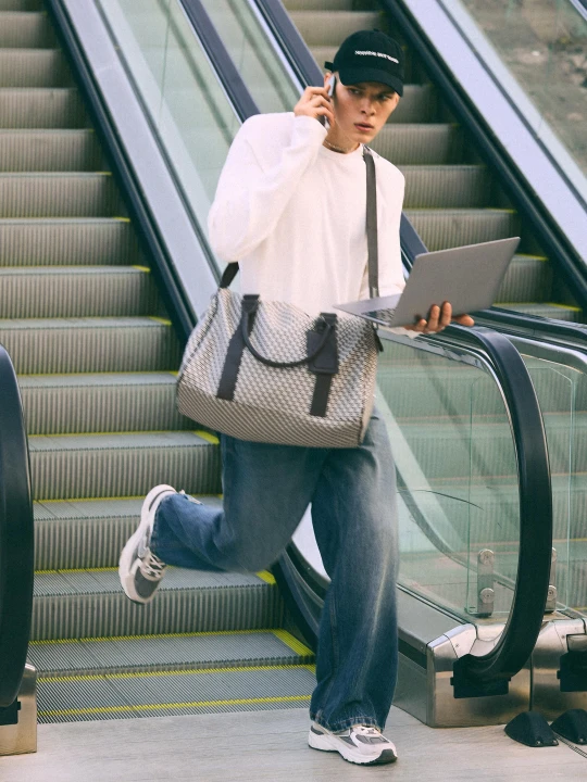 Zdjęcie produktu Bershka Torba Podróżna Z Monogramem Mężczyzna Mieszanka Szarości