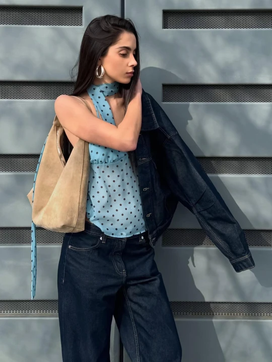 Zdjęcie produktu Bershka Torba Typu Worek Z Efektem Zamszu Kobieta Wielbłądzi