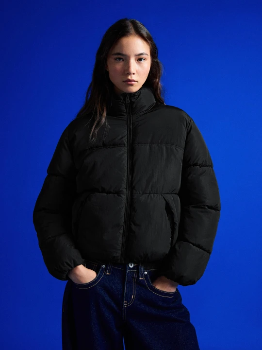 Zdjęcie produktu Bershka Wodoodporna Pikowana Kurtka Kobieta Czarny