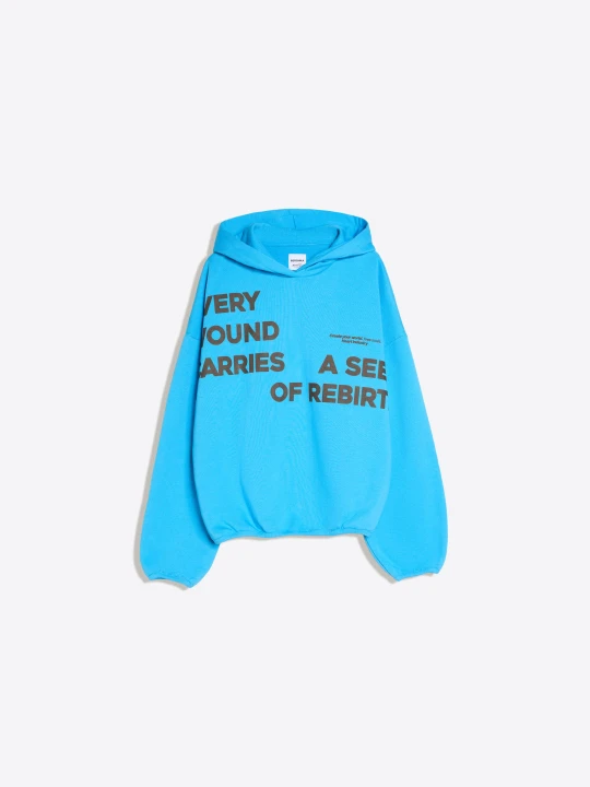 Zdjęcie produktu Bershka Wzorzysta Bluza Z Kapturem Kobieta Wyblakły Niebieski