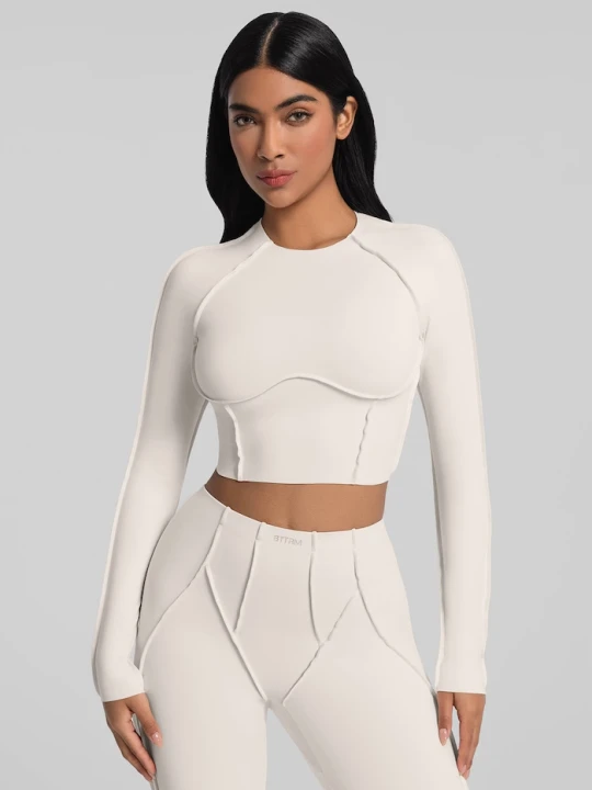 Zdjęcie produktu BetterMe longsleeve do jogi damski Contour Stitch Long beżowy