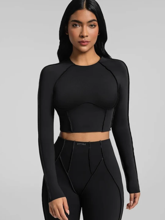 Zdjęcie produktu BetterMe longsleeve do jogi damski Contour Stitch Long czarny