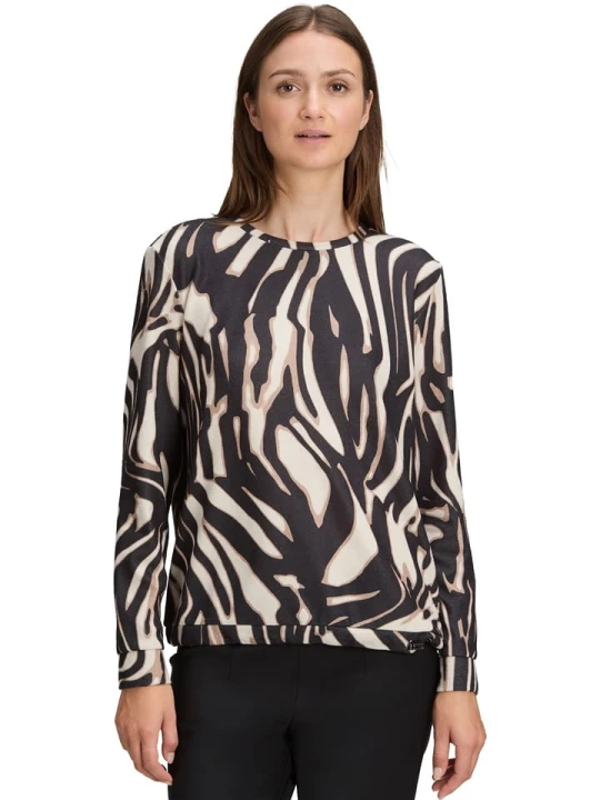 Zdjęcie produktu BETTY & CO Bluza w kolorze beżowo-czarnym rozmiar: 36