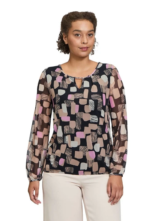 Zdjęcie produktu BETTY & CO Bluzka w kolorze szarobrązowo-czarno-jasnoróżowym rozmiar: XL
