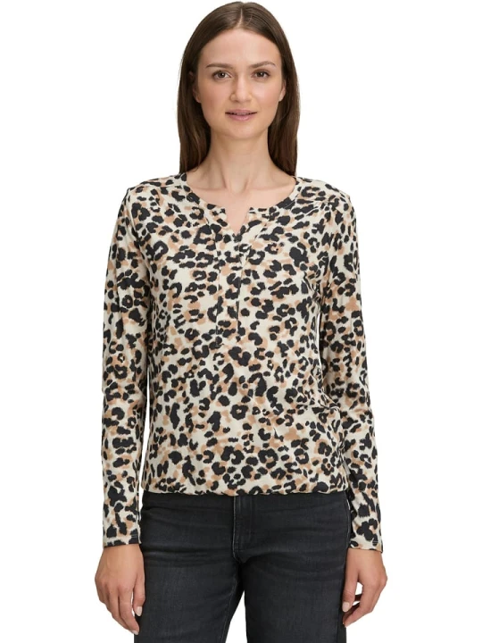 Zdjęcie produktu BETTY & CO Koszulka w kolorze beżowo-czarnym rozmiar: XL