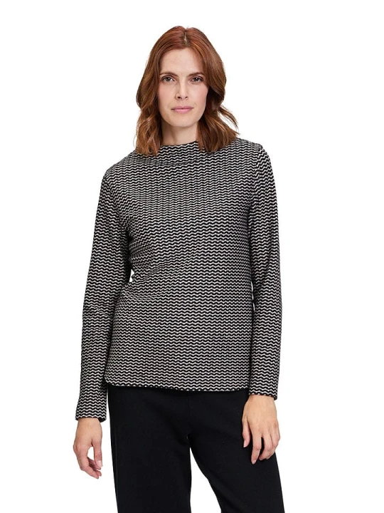 Zdjęcie produktu BETTY & CO Koszulka w kolorze czarno-kremowym rozmiar: M