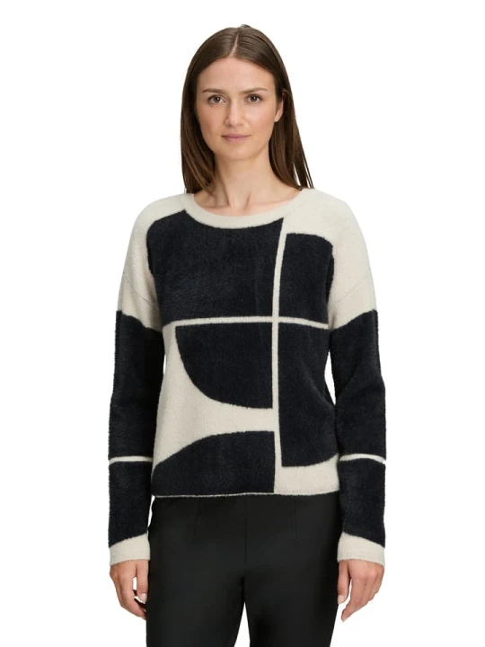 Zdjęcie produktu BETTY & CO Sweter w kolorze czarno-kremowym rozmiar: 42