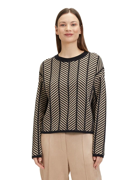 Zdjęcie produktu BETTY & CO Sweter w kolorze czarno-szarobrązowym rozmiar: 42